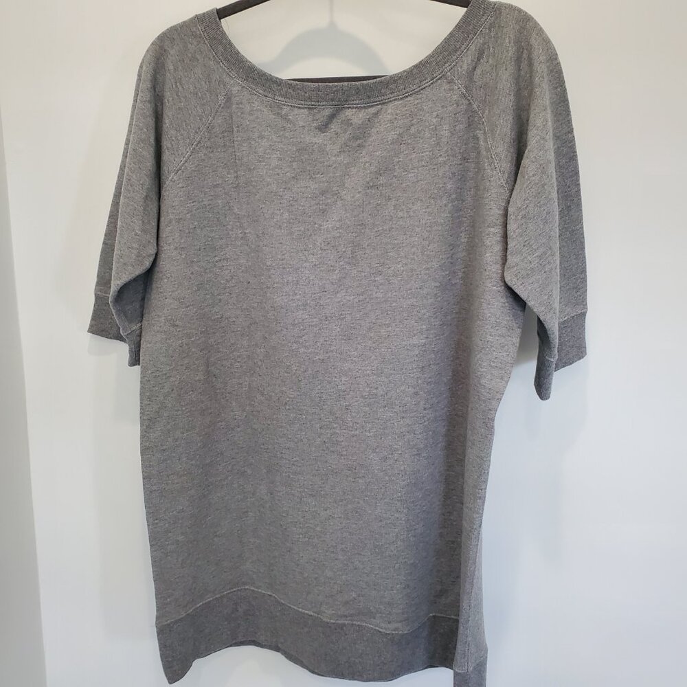 Norma Kamali Women's Grey 3/4 Sleeve Tunic Sweatshirt or Boxy Mini Dress  M - Picture 2 of 10